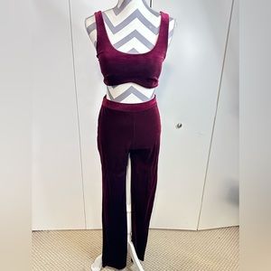 2 piece crop top velvet suit